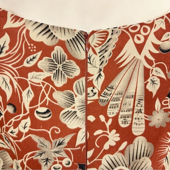 NWT Rumer Linen Rust Floral Print Cut Out Long Sleeve Mini Dress - Picture 5 of 6